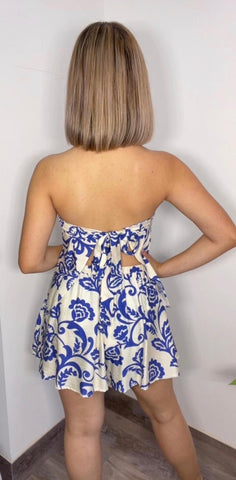 Cobalt Blue Print Tube & Skort Set