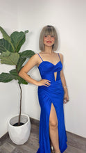 Corset Royal Blue Satin Maxi-Dress