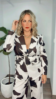 Trendy Cowhide Print Blazer