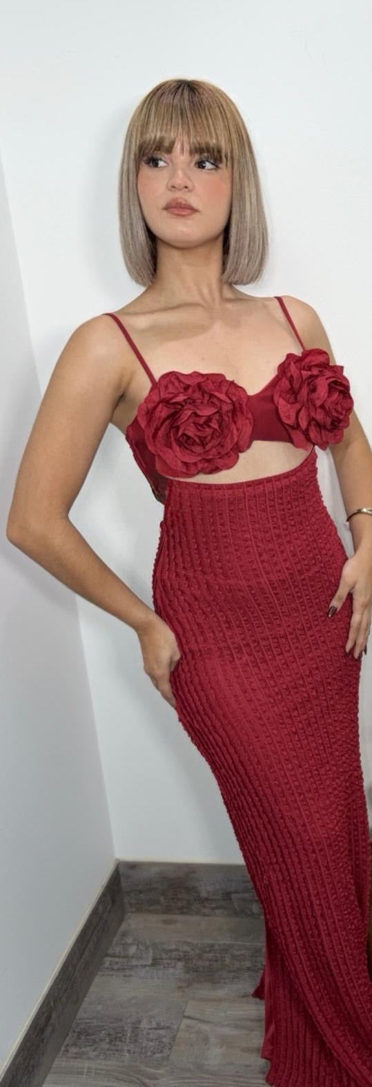 Wine Flower Maxi Dress