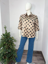 Plus Size Polka Dot Satin Button Shirt