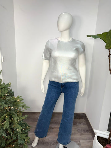 Plus Size Metallic Silver Shirt