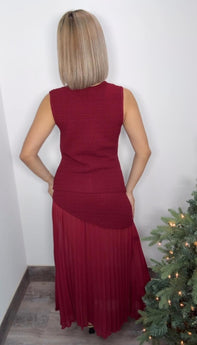 Burgundy Muse Vest & Skirt Set
