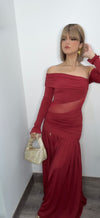 Rojo Eclipse Off-Shoulder Maxi Dress
