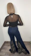 Leopard Deep Denim Flare Jeans