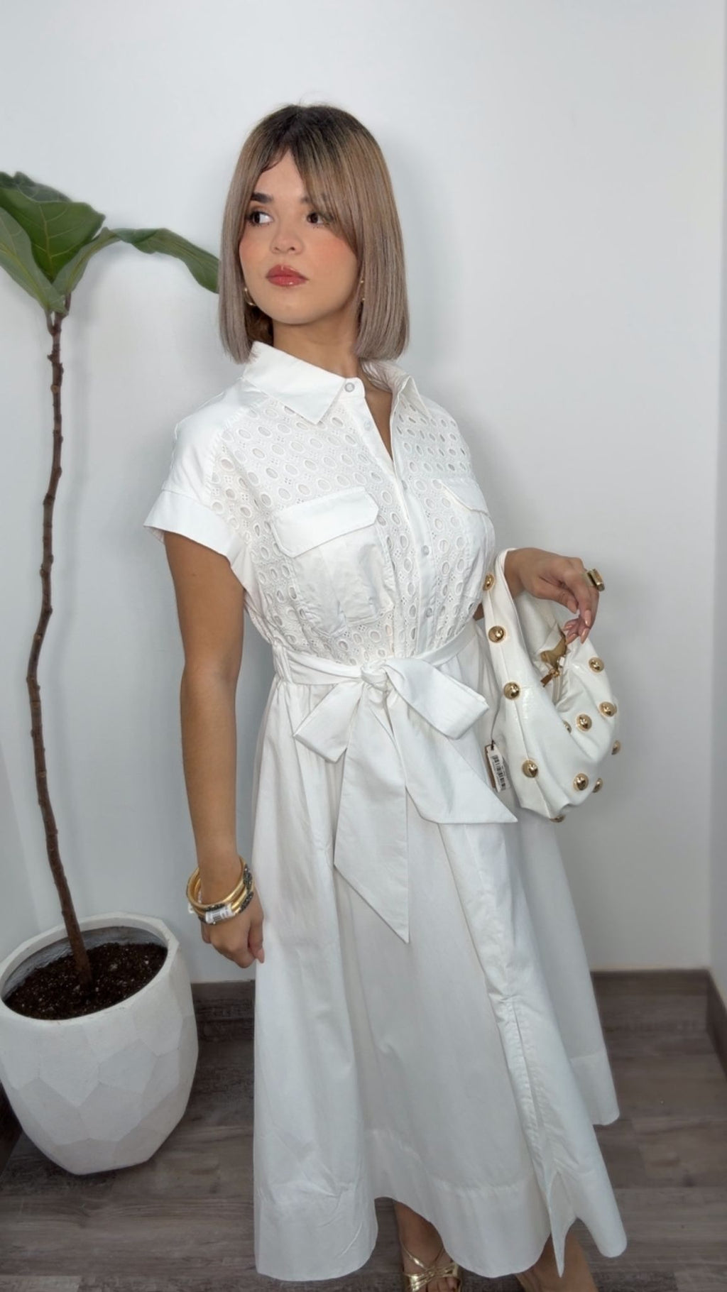 Gracia White Midi Dress