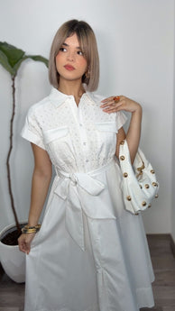 Gracia White Midi Dress