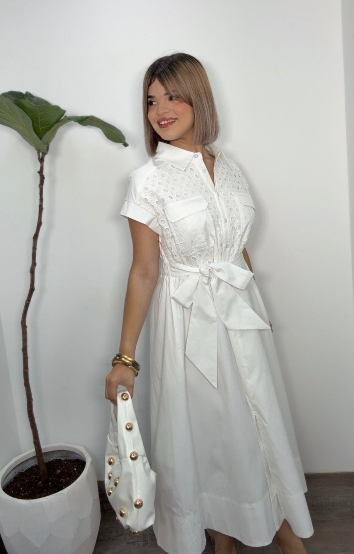 Gracia White Midi Dress