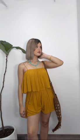 Plissé Mustard Romper