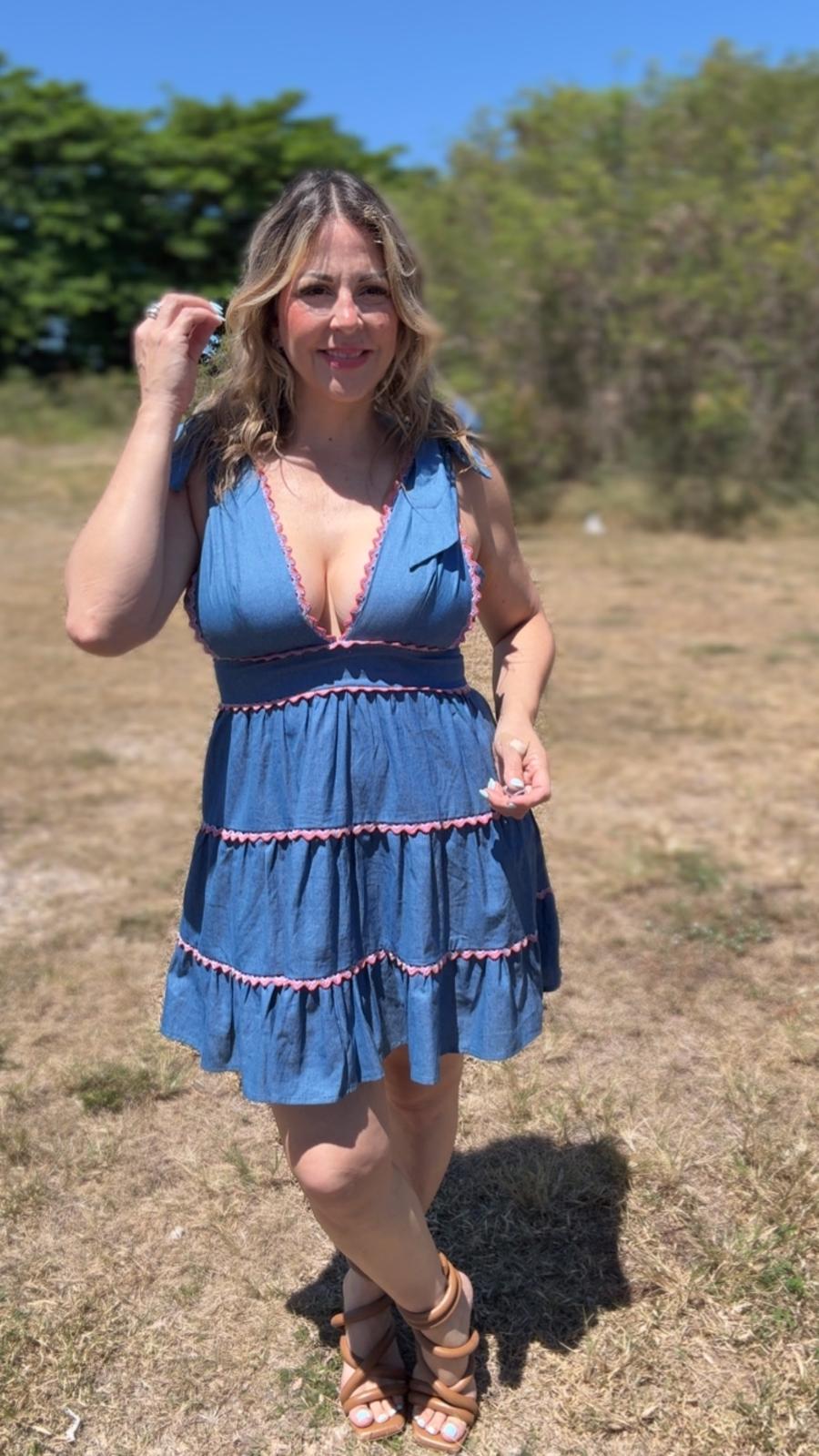 Mini Sweetheart Denim Dress