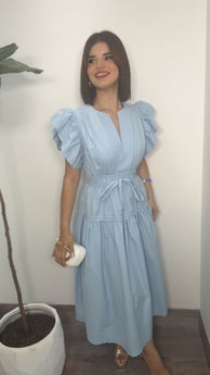 Baby Blue Ruffle Midi Dress
