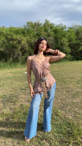 Sahara Mocha Satin Top