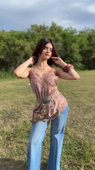 Sahara Mocha Satin Top