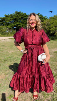 Le Puff Burgundy Midi Dress