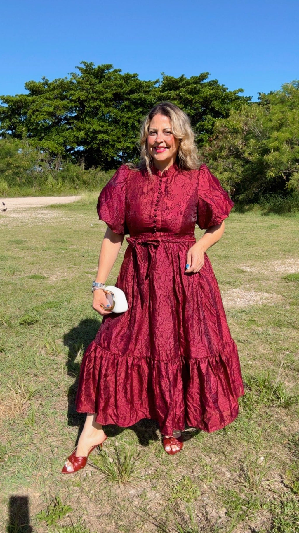 Le Puff Burgundy Midi Dress