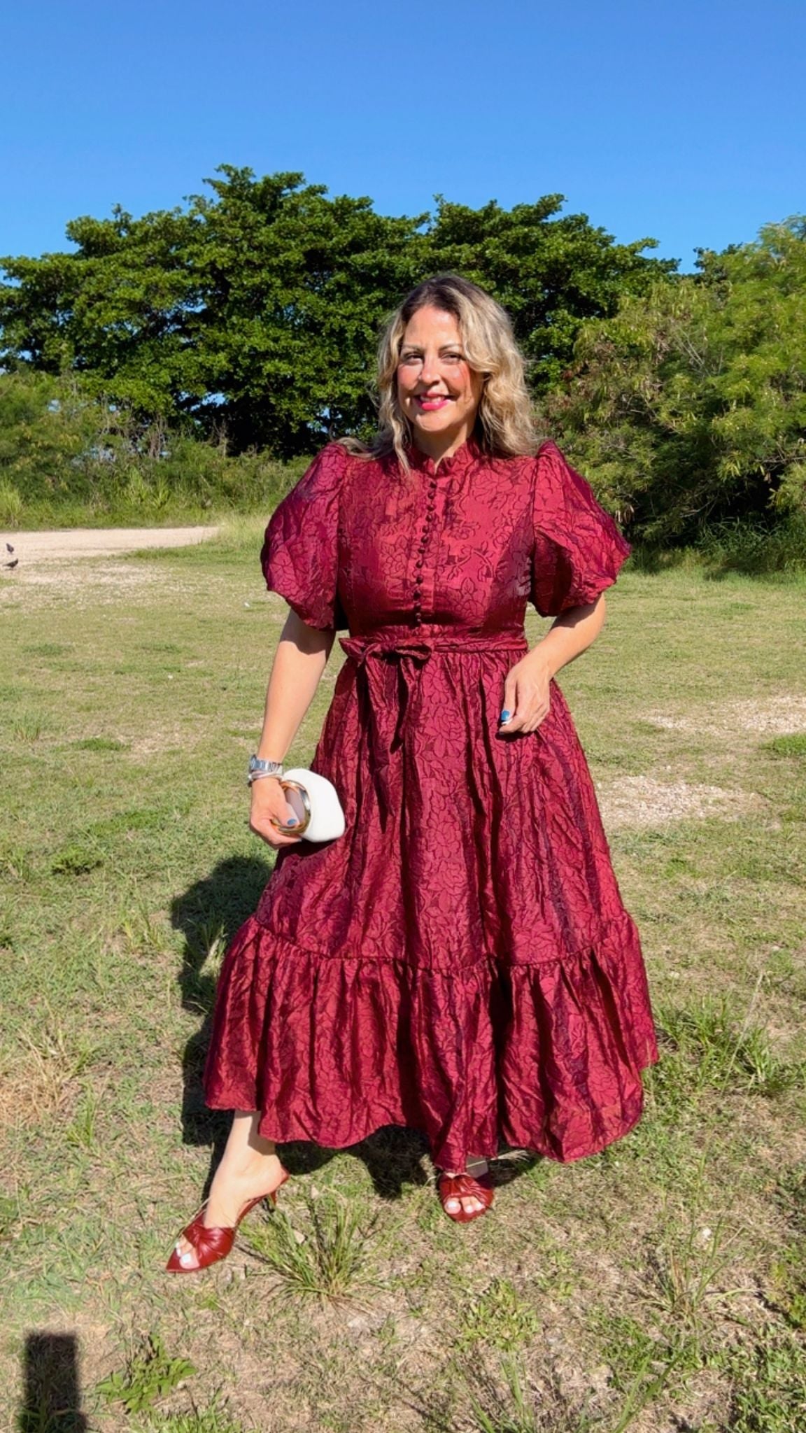 Le Puff Burgundy Midi Dress