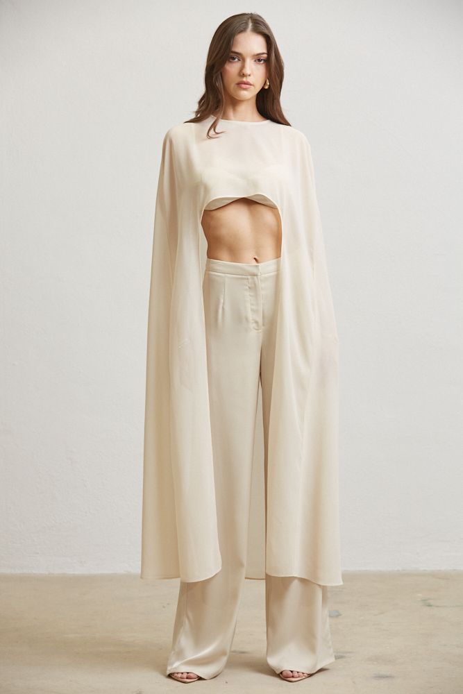 Ivory Cape Pants Sets