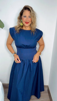 Bella Navy Midi Dress