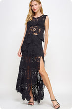 Crochet knit Black Top & Skirt Set