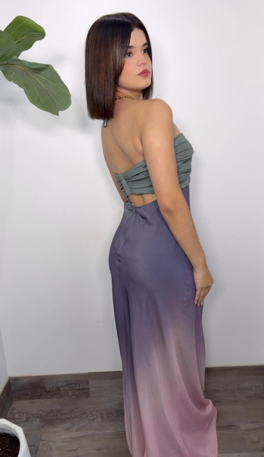 Moonlit Ombre Strapless Gown Dress