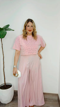 Pink Sleeve Glitter Top