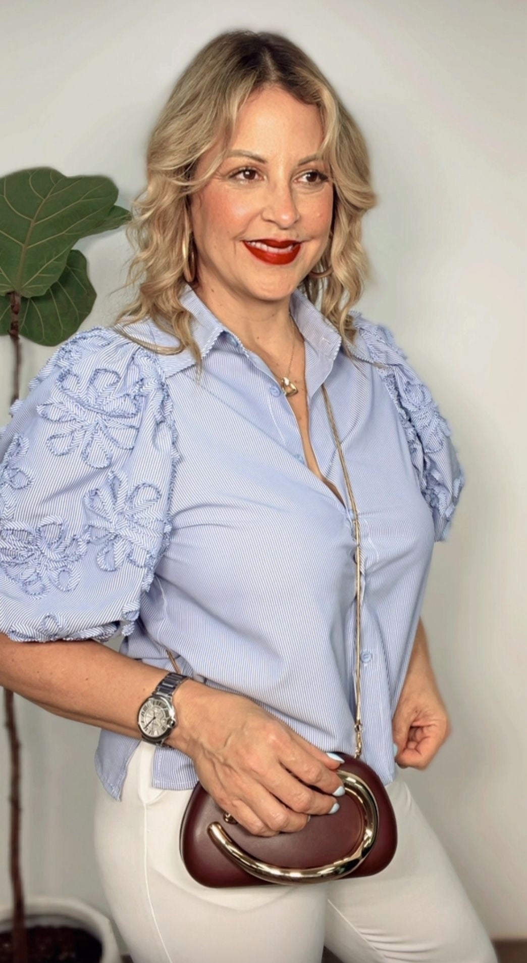 Gracia Soft Bloom Button Blouse
