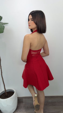 Amelia Halter Flare Dress